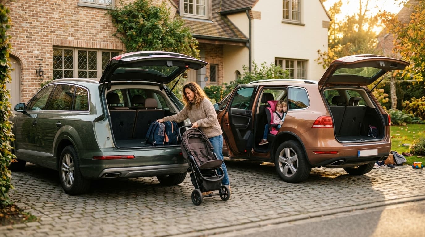 Open boot of a used seven-seat SUV with the third row stowed into the floor